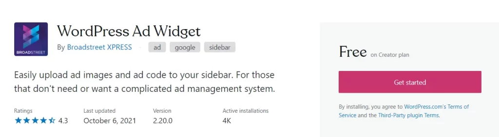 wordpress ad widget