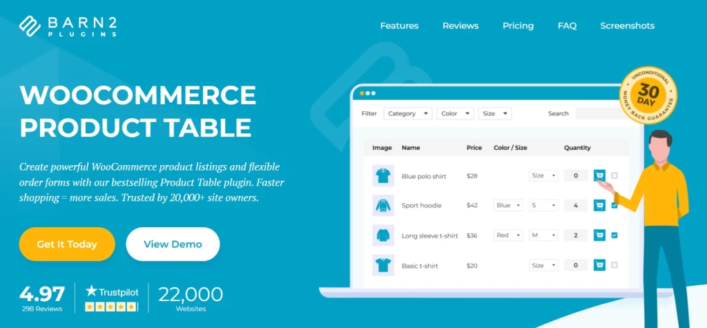 WooCommerce product table 