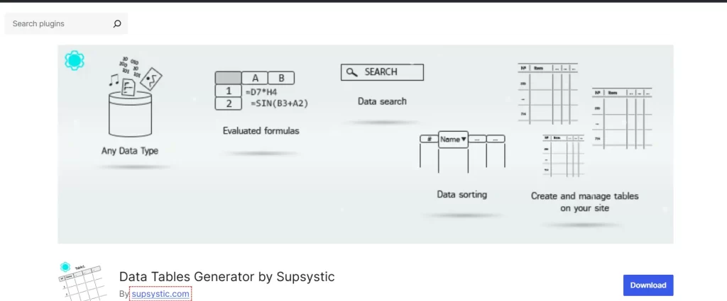 Data Tables Generator wordpress table plugin