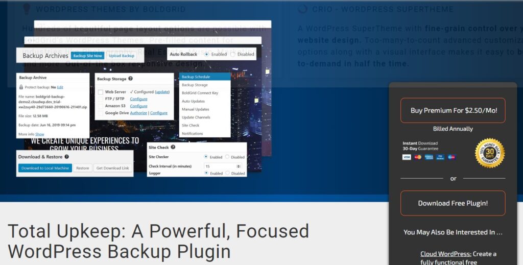 totalupkeep wordpress backup plugin 