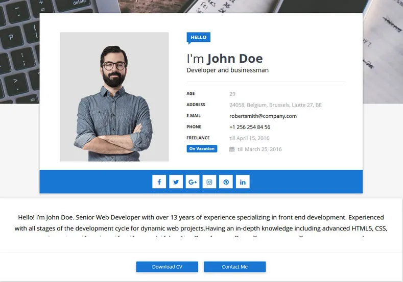 Sora CV Blogger Template