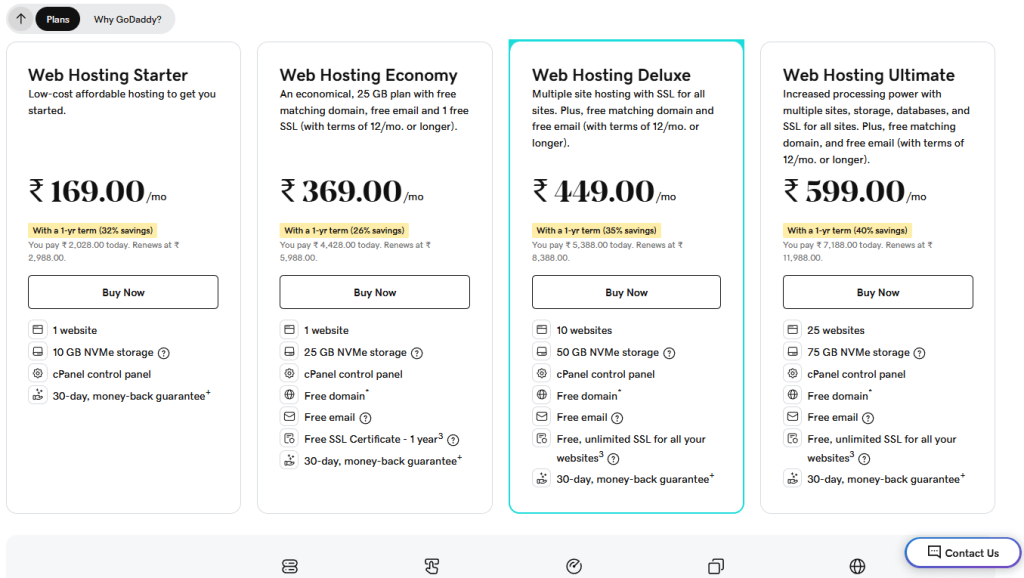 godaddy hosting plans