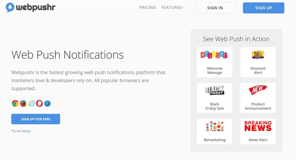 webpushr push notification plugin